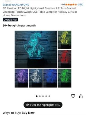 WANDAIYONG 3D Illusion LED Night Light - Multicolor Spider-Man